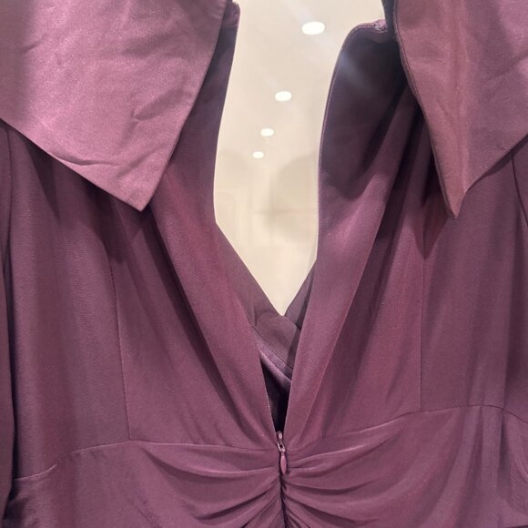 Jessica Howard Womens 18W Plum Fit & Flare Dress Shawl Collar 3/4 Sleeves Midi L - Picture 6 of 8